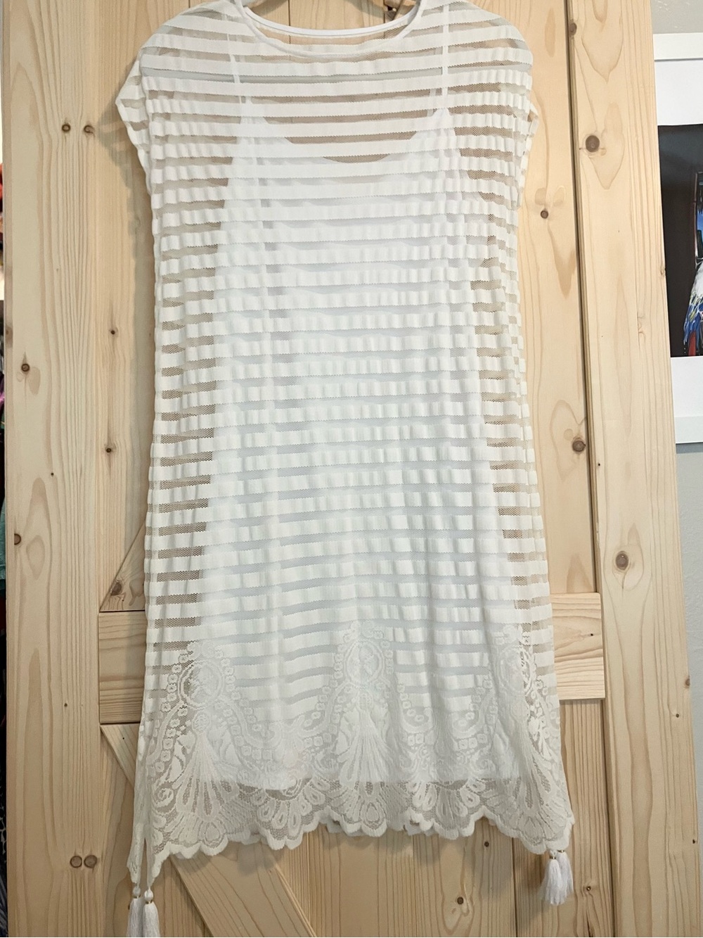 Lilly Pulitzer White Sheer Striped Lace Dress